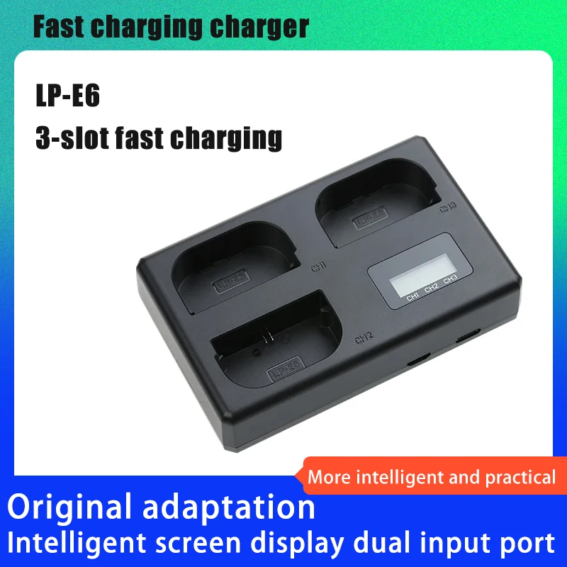 

FB LP-E6 camera battery 3-slot LCD charger canon 5D4 5D3 6d 6obd2 Eos R R5 2-slot DC charger 80D 90D 5d1 R6 II 60D