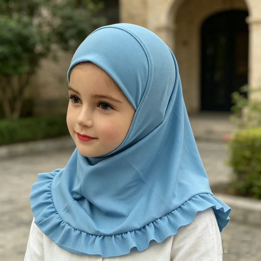 Хиджабы-шарфы для девочек 3-7 лет, мусульманские исламские шали, мягкие эластичные платки, хиджабы для девочек из Малайзии.