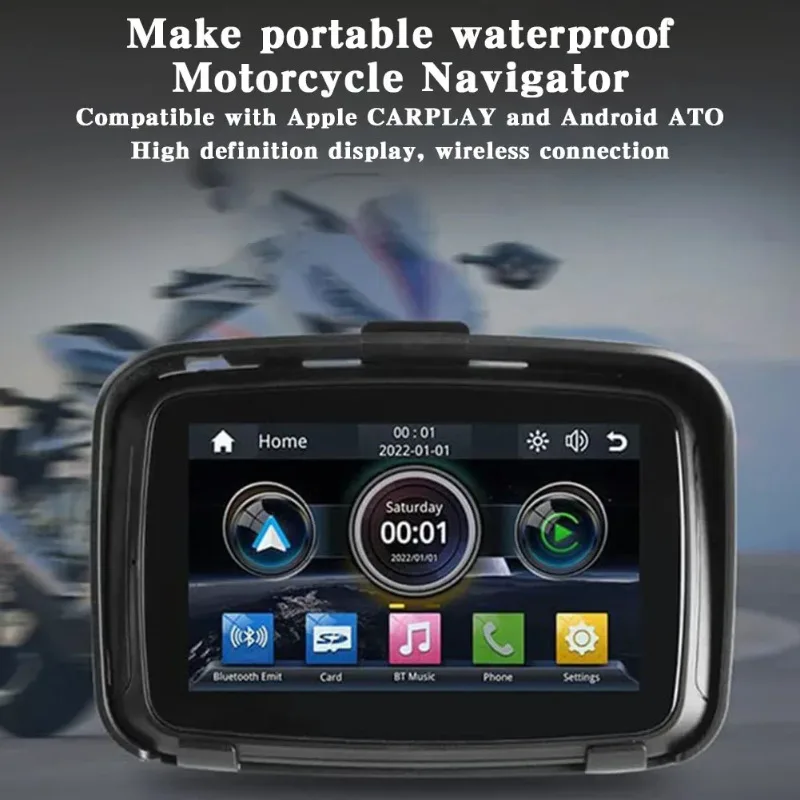 5Inch Wireless Motorcycle Navigation Device HD LCD Touch Screen Navigation Assist for Outdoor Cycling