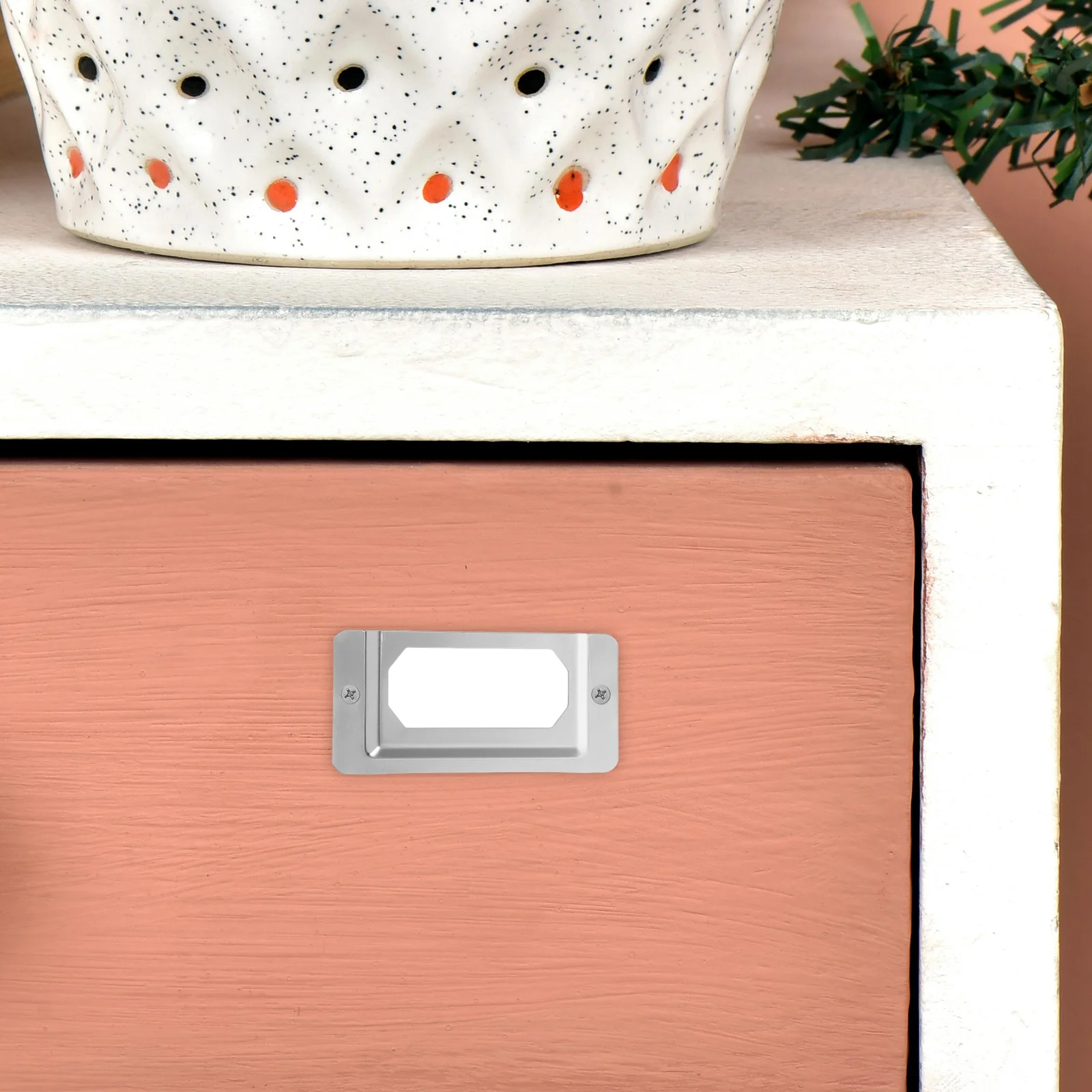 

50 шт., держатель для этикеток с ящиком, металлические рамки из нержавеющей стали для ящика для хранения шкафа, книжный шкаф, органайзер для файлов, винтажный стиль, именная карточка