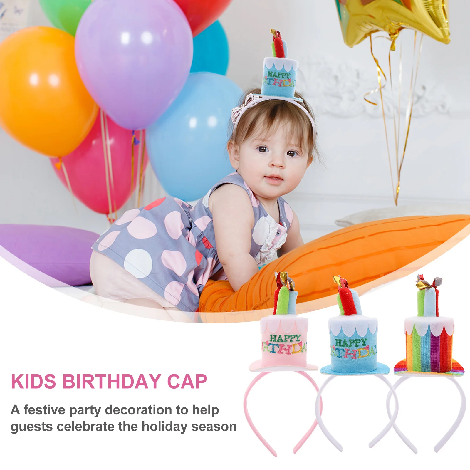 

3pcs Children Headband Birthday Headdress Light Durable Hair Hoops For Kids Party Decoration Reusable Fun Hair Accessory Decor