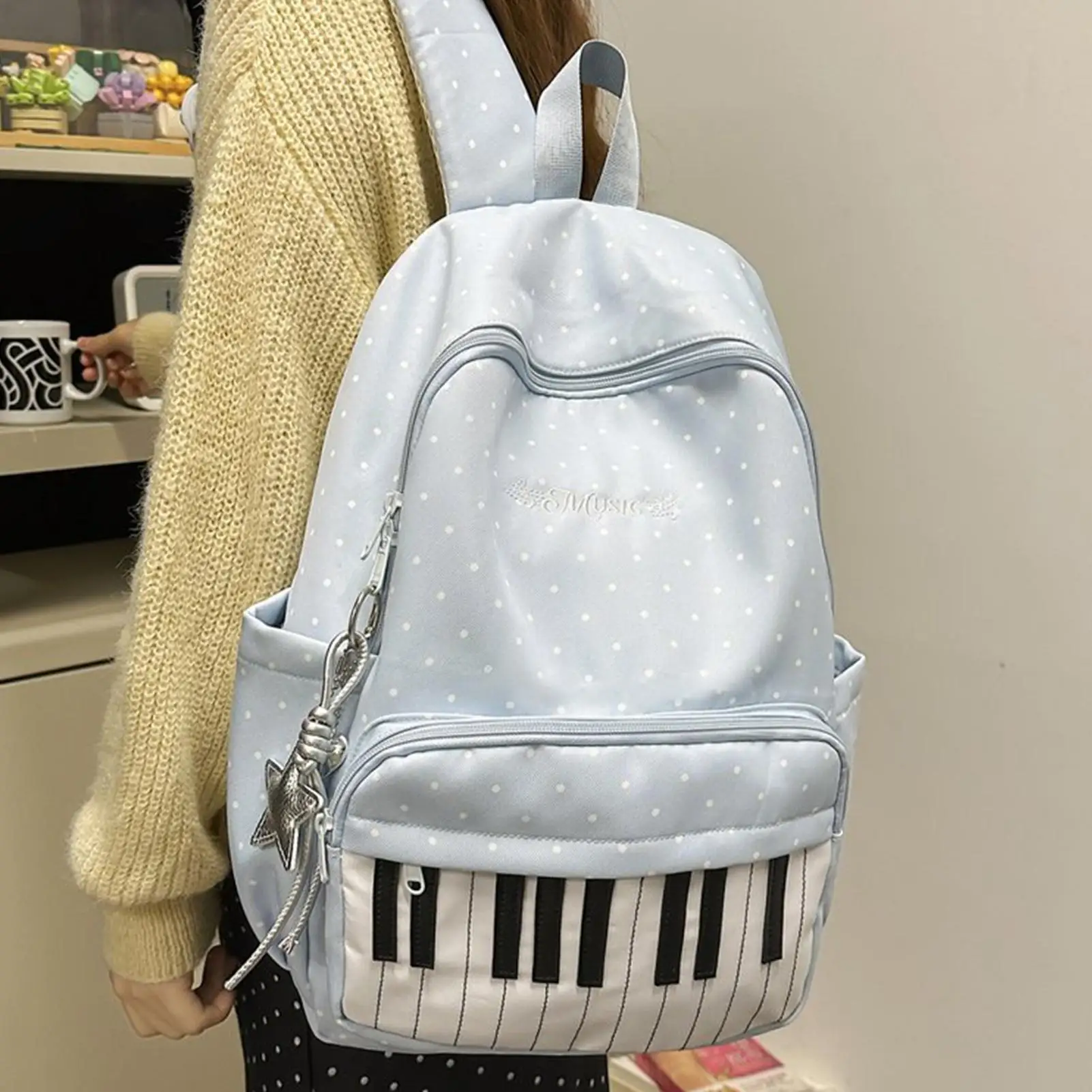 Travel Backpack Piano Print Large Capacity Lightweight Bookbag Laptop Backpack for Hiking College Students Daily Commute School