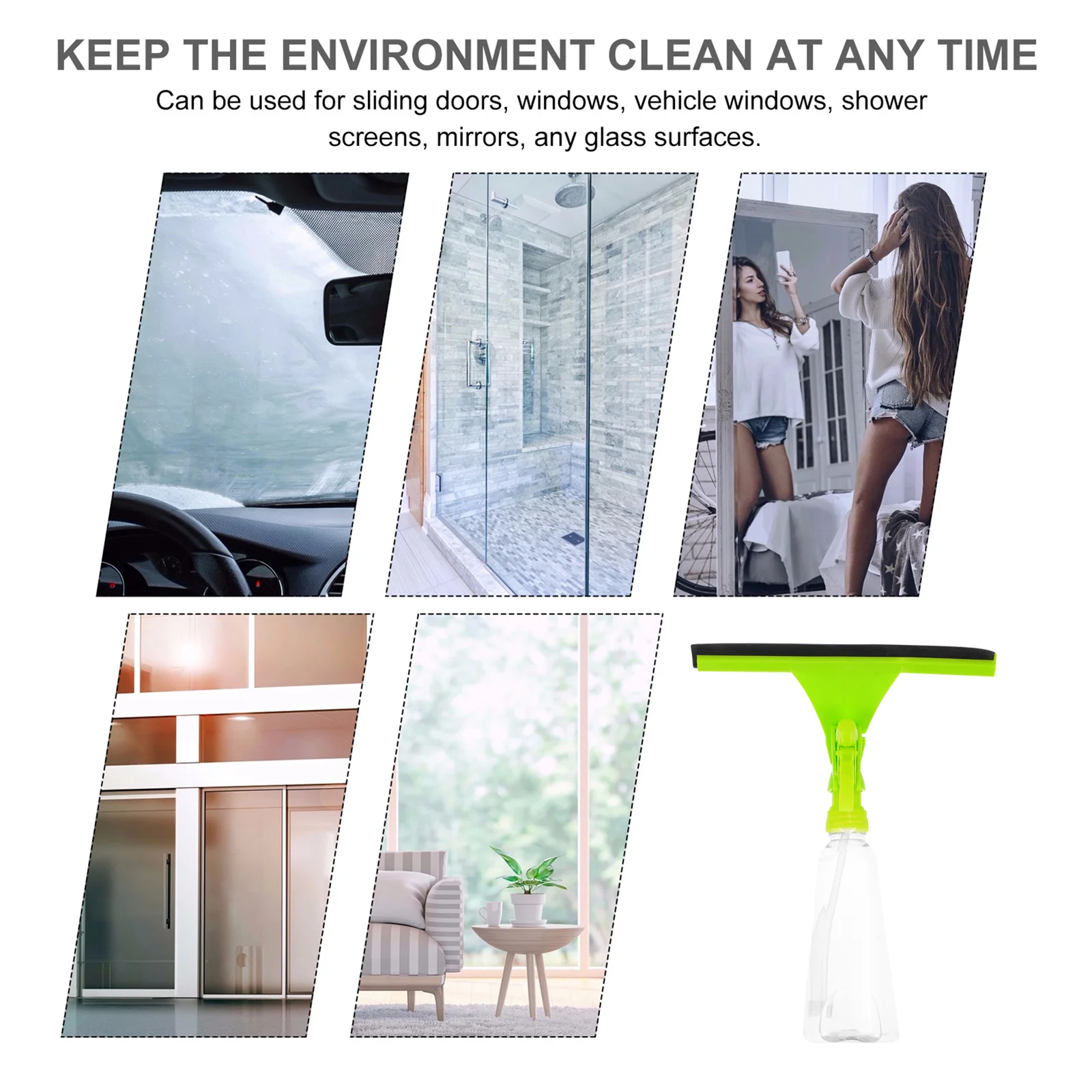 

Multipurpose Window Squeegee Cleaner Green Detachable Sprayer Household Glass Mirror Tile Wiper Streak Free Squeegee Cleaner