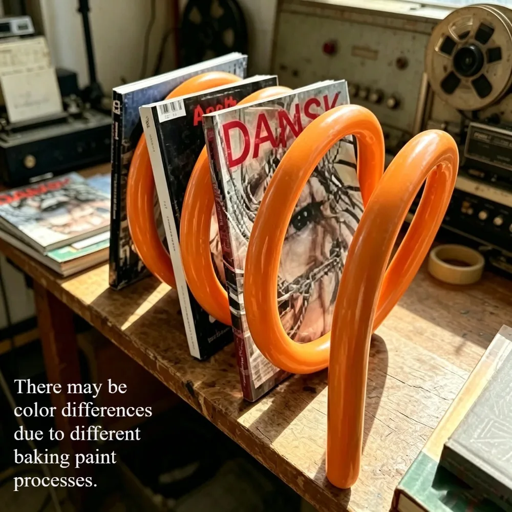 1pc Modern Metal Orange Rotating Spiral Bookstand Desktop File Organizer Holder For Books Documents Office Home Study Use