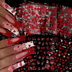 1Pcs Valentine's Day 3D Laser Red Heart Nail Art Stickers 8x10cm Love Letter Laser Nail Decal 8X10CM Red Heart Manicure Slider