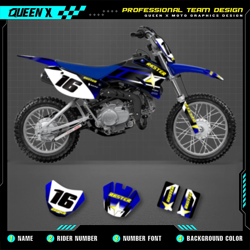 Queen X MOTOR Custom Team Motorcycle Graphics Background Decal Stickers Kits For YAMAHA TTR110 2008-2021