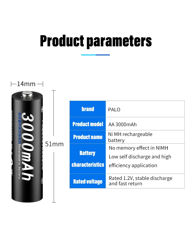 PALO 4 шт. 1,2 в 3000 мАч NI MH AA аккумуляторные батареи NI-MH аккумуляторная батарея для игрушек камера Микрофон-RUS Быстрая доставка