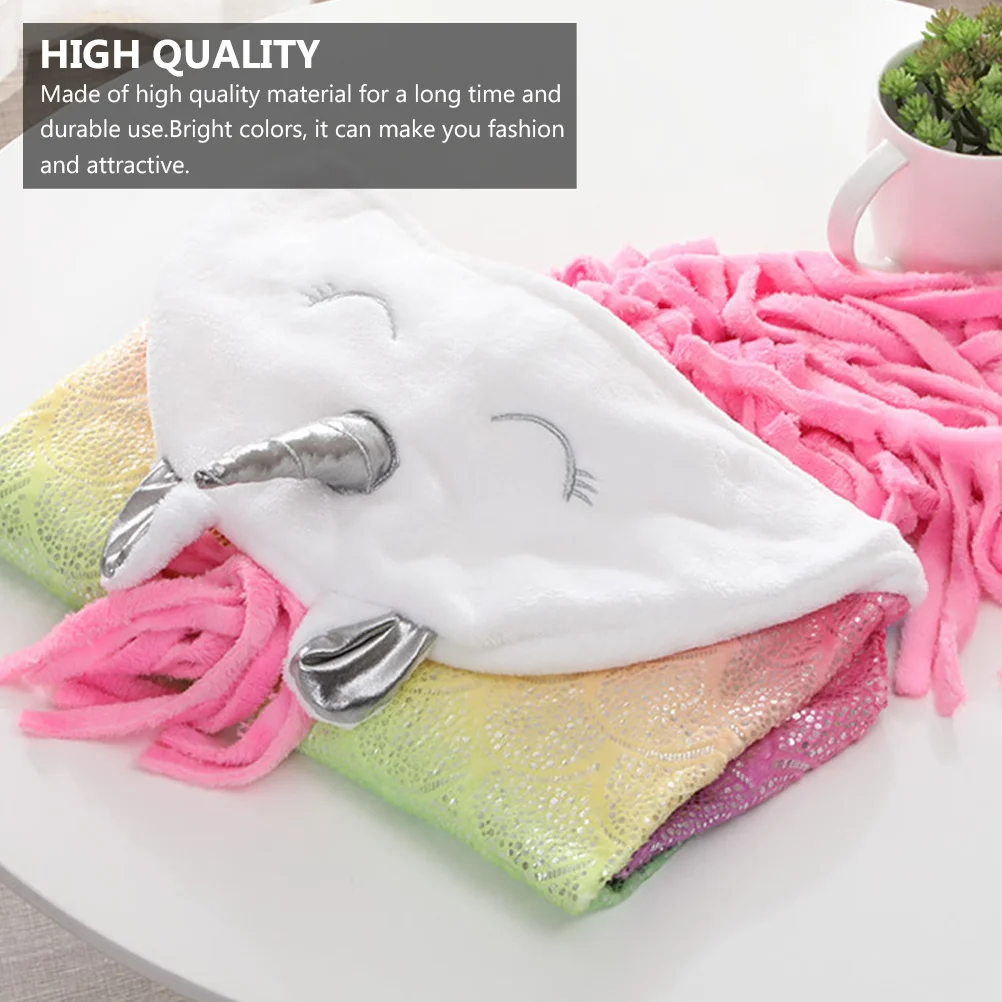 1 قطعة الفانيلا الدافئة الرأس الملونة يونيكورن شال الساخن ختم بطانية ديكور الحفلات مريحة متعددة الوظائف #6