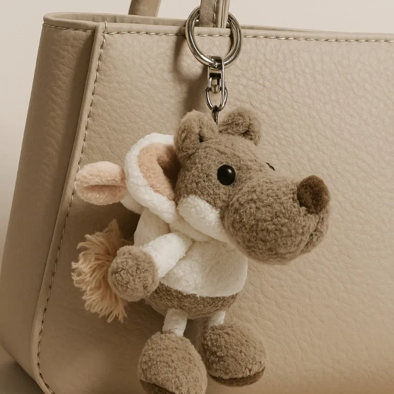 1-10PCS Mini Witte Wolf Pluche Sleutelhanger Hanger Leuke Rugzak Charme Tas Opknoping Decoratie Sleutelhanger Accessoire voor Geschenken