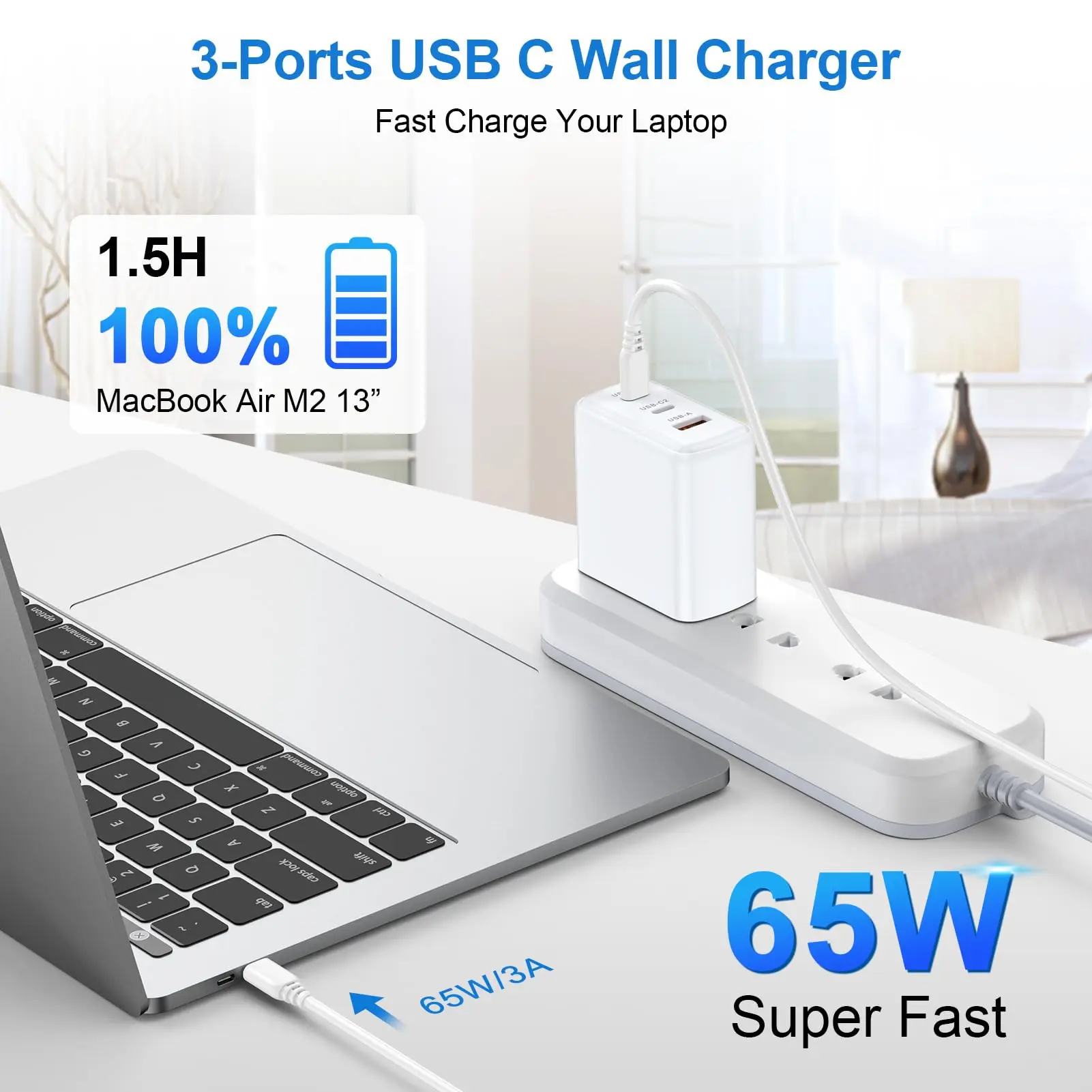 PD 65W GaN USB Type C Super Fast Charging For iPhone 16 15 Pro Max Samsung Galaxy S24 S23 Ultra Xiaomi EU US UK KR Quick Charger