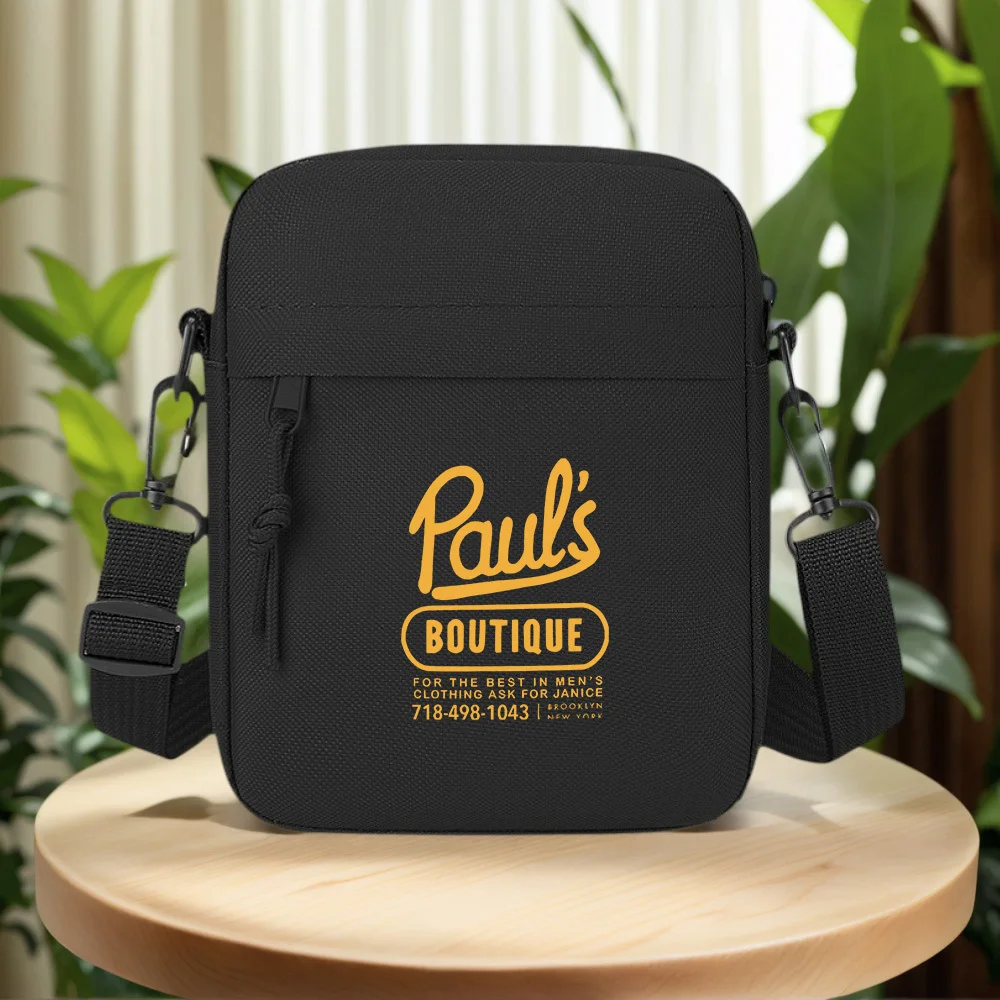 Gold Paul's Boutique,classic text. Men Crossbody Bag Single Shoulder Women Cartoon Anime Film Printing Design Unisex