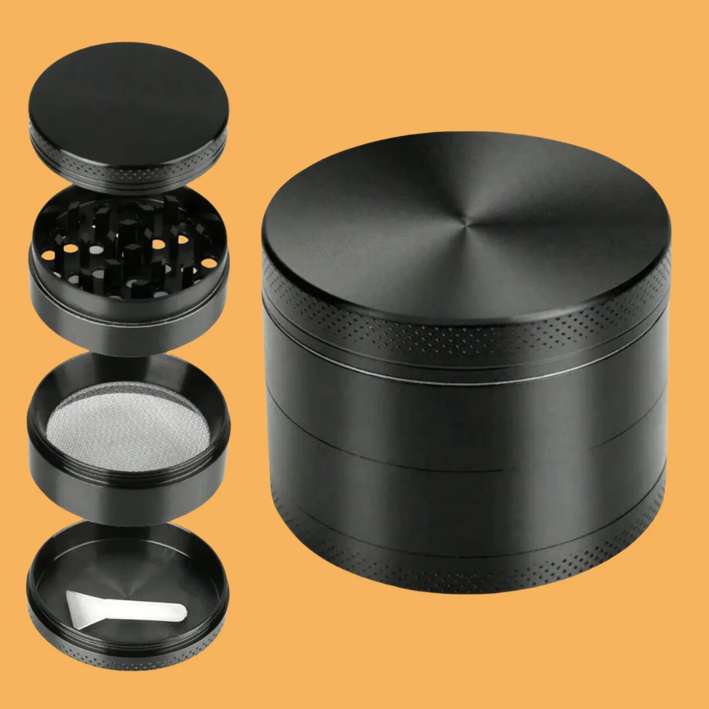 2inch Metal Herb Grinder 4-layer Manual Spice Mill Pepper Mortar Crusher Raw Grass Tobacco Grinder Smoking Cigarette Accessories