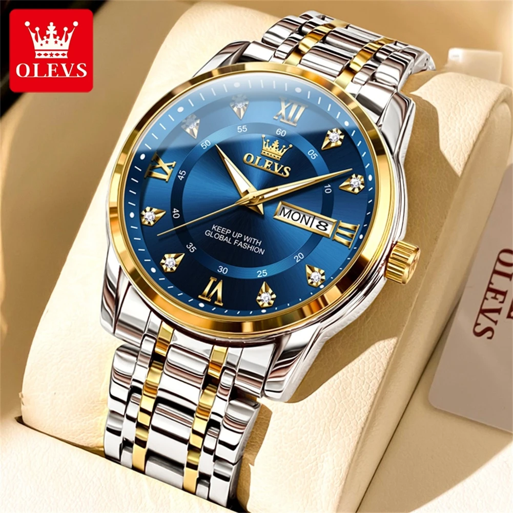 OLEVS 5513 Couple Watch Pair for Men And Women Luxury Stainless Steel Waterproof Quartz Wristwatches Fashion Lover's Watch Sets