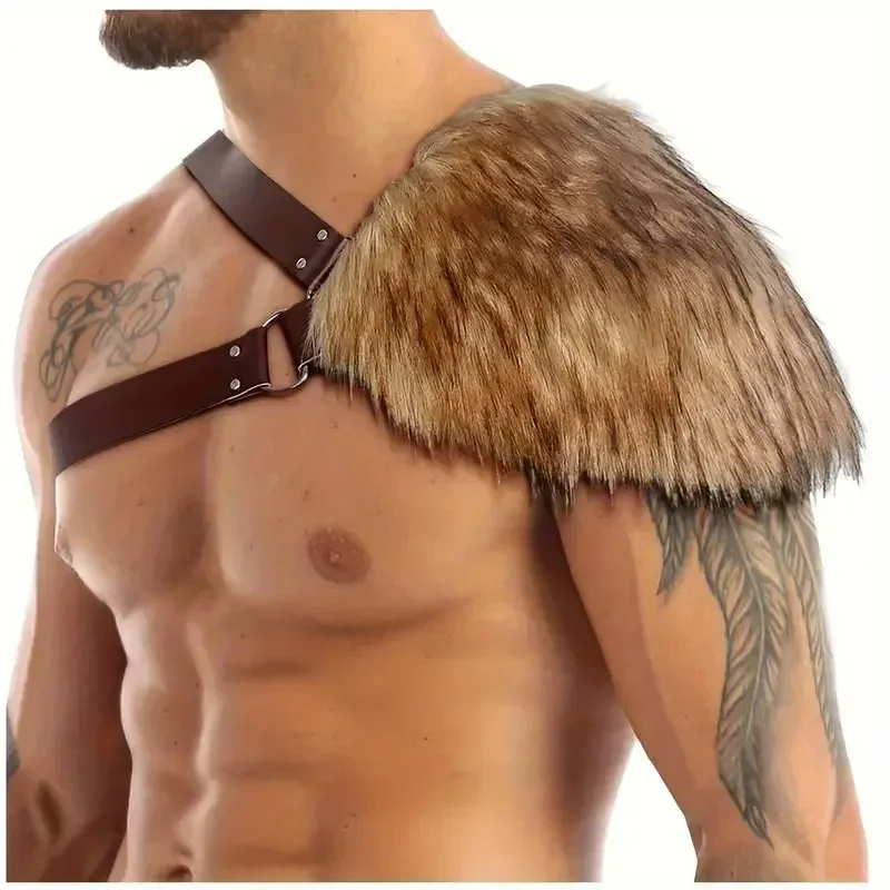 Medieval Faux Fur Cape, Shoulder Wrap Shawl Shrug Eskimo Cosplay Costume Collar with Belt
