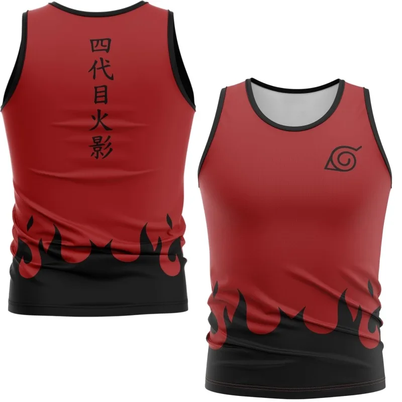 2026 New Naruto Minato Fourth Hokage Themed Fitness Vest 3D Digital Printed Quick-Drying Sports Cosplay Sleeveless Top Unisex.