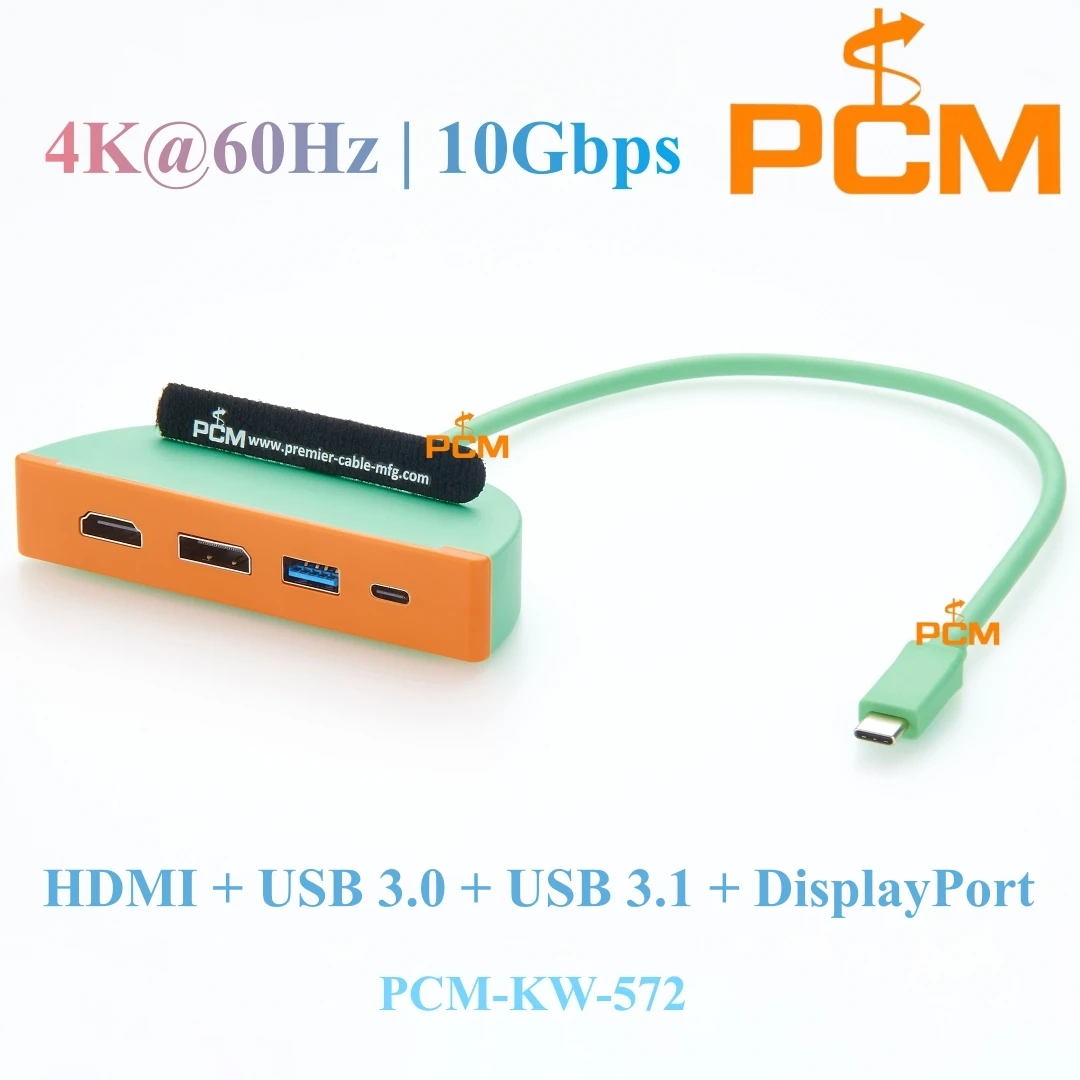 USB Hub Multiport adapter connector Expander with 4K60Hz HDM1 DisplayPort Dp jack, USB 3.0 A, Type-C 3.1 10Gbps High speed PD