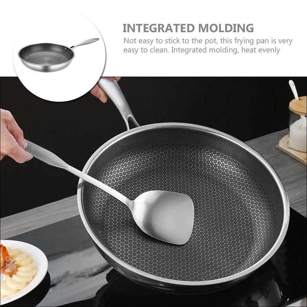 Stainless Steel Wok Evenly Cooked Food Frying Pan Egg Bread Long-lasting Kitchen Cooker Cooking Pans Ergonomic Handle