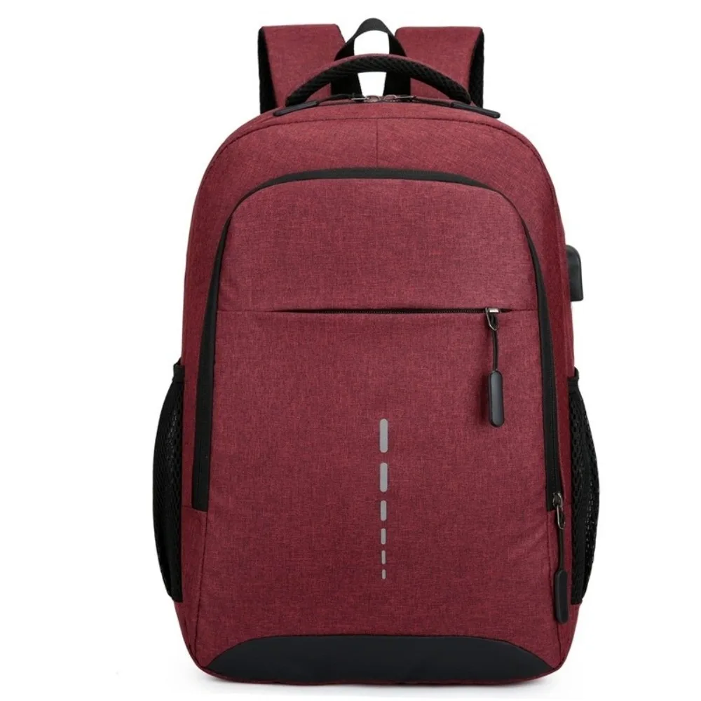 Large Capacity Student Backpack Multifunctional Multiple Pockets Computer Rucksack Oxford Cloth Solid Color Business Backpack