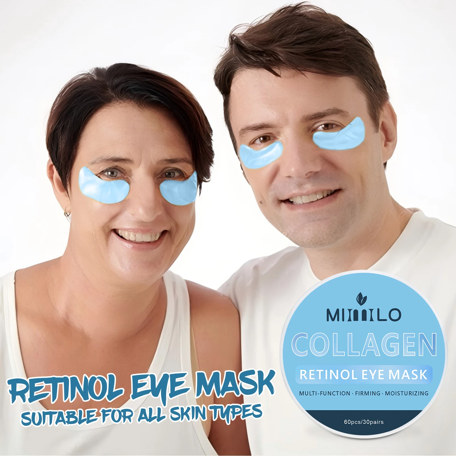 60 maski pod oczy z kolagenem i retinolem - nawilża, ujędrnia, odżywia, wygładza skórę, odpowiednie dla wszystkich typów skóry