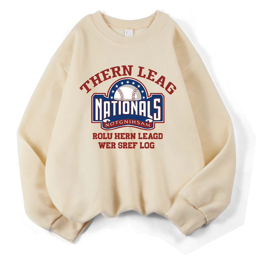Baseball Nationals Sports Printed Sweatshirts Women Fleece Warm Basics Hoodie Crewneck Loose Pullover Winter Casual Streetwear