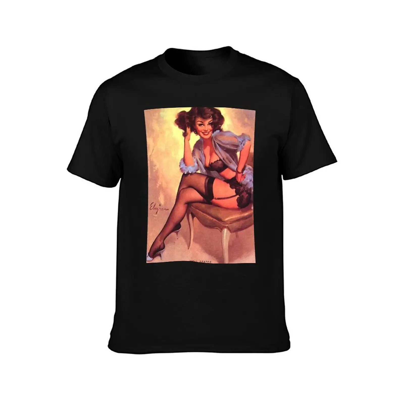 Pin-Up Girl - Elvgren - Vintage T-Shirt cotton t shirts high quality T-Shirt