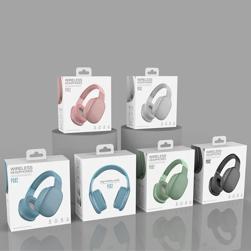 PG02 Headphones Bluetooth Noise Cancelling Headset  Wireless HiFi Stereo TYPE-C Foldable Headphone with Microphone