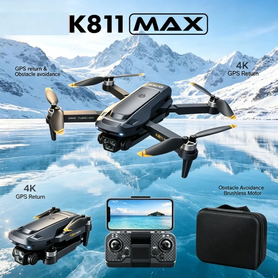 Original K811 MAX Foldable GPS RC Drone Screen Remote 8K HD Camera Optical Flow 5G WiFi FPV Auto‑Return Professional For Adults
