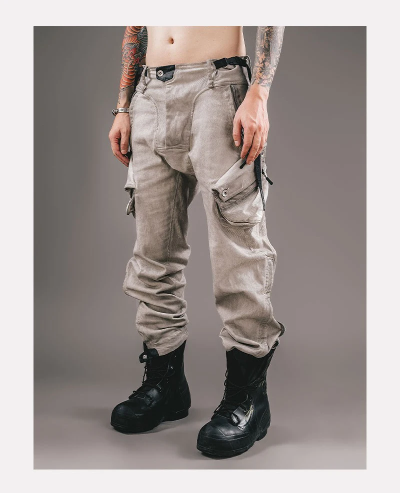 WasteLand Old Washing Three-Dimensional Multi-Pocket Soil Function Multi-Zipper Design Can Be Tappered Work Clothes Casual Pants