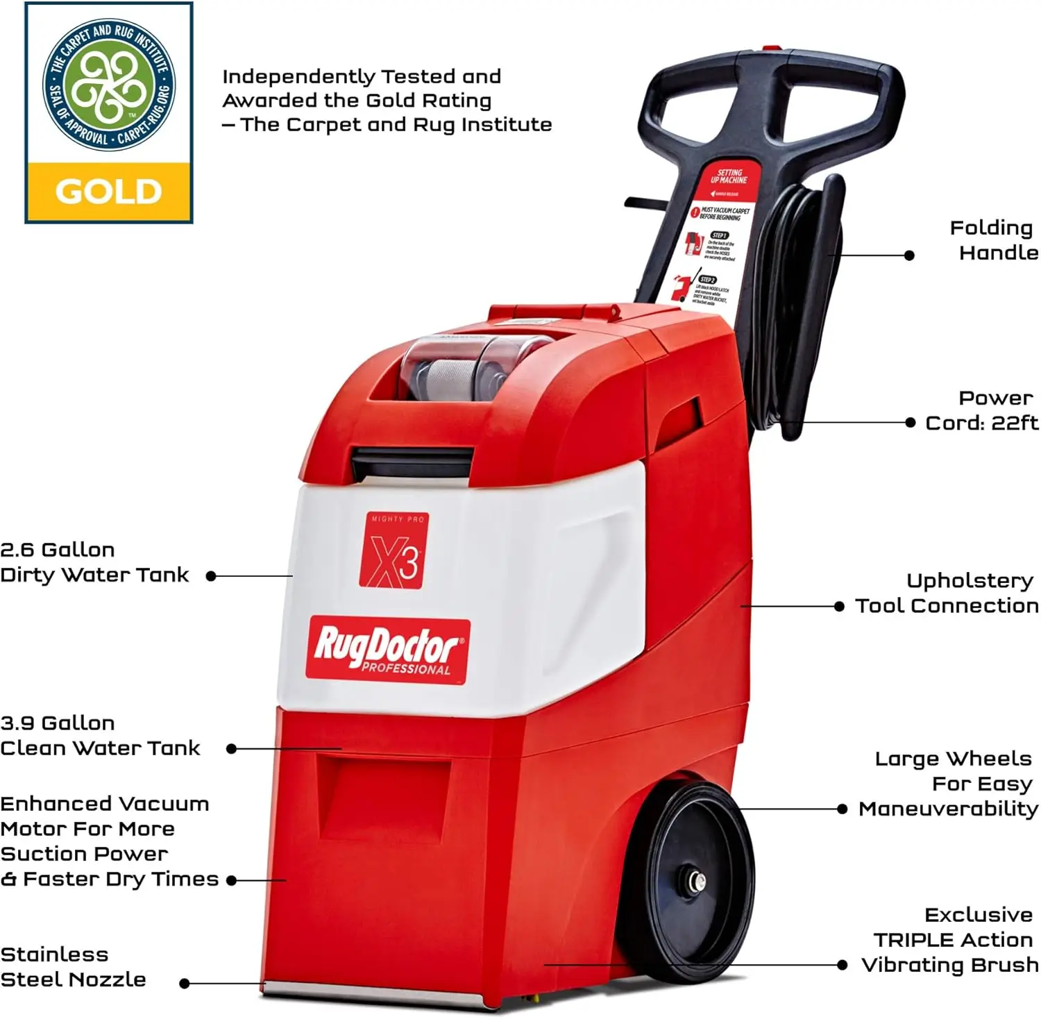 Commercial Carpet Cleaner – Large Red Pet Pack, Includes 48 oz. Pet Carpet Cleaner Solution