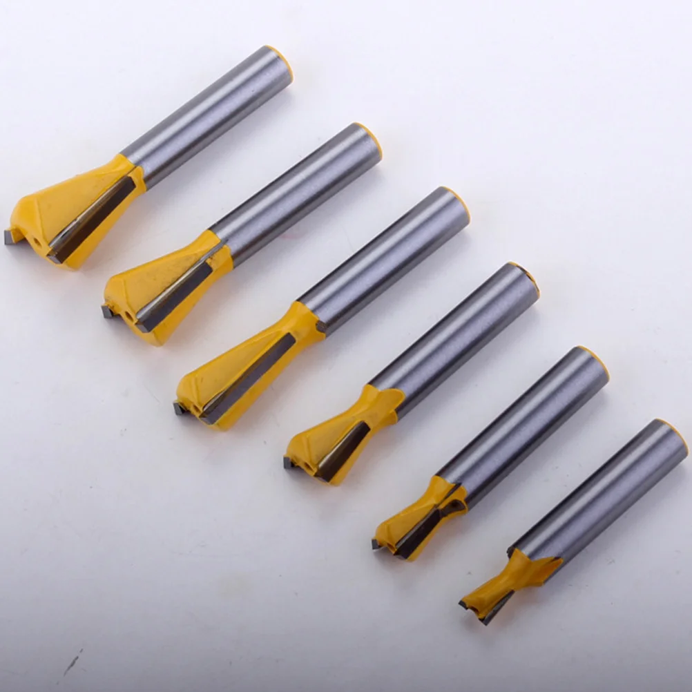 6Pcs Dovetail Woodworking Milling Cutter 8mm Handle Professional Engraving Machine Replacement Wood Carving Cutting Tool Set