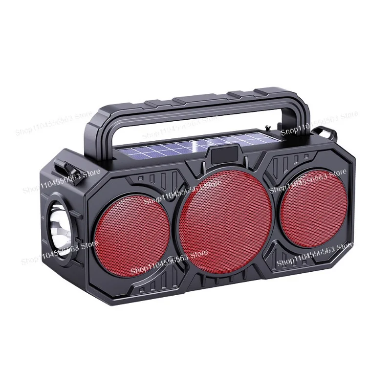 مكبر صوت بلوتوث لاسلكي خارجي، طاقة شمسية مزدوجة، مع مصباح يدوي، بطاقة، مشغل ستيريو