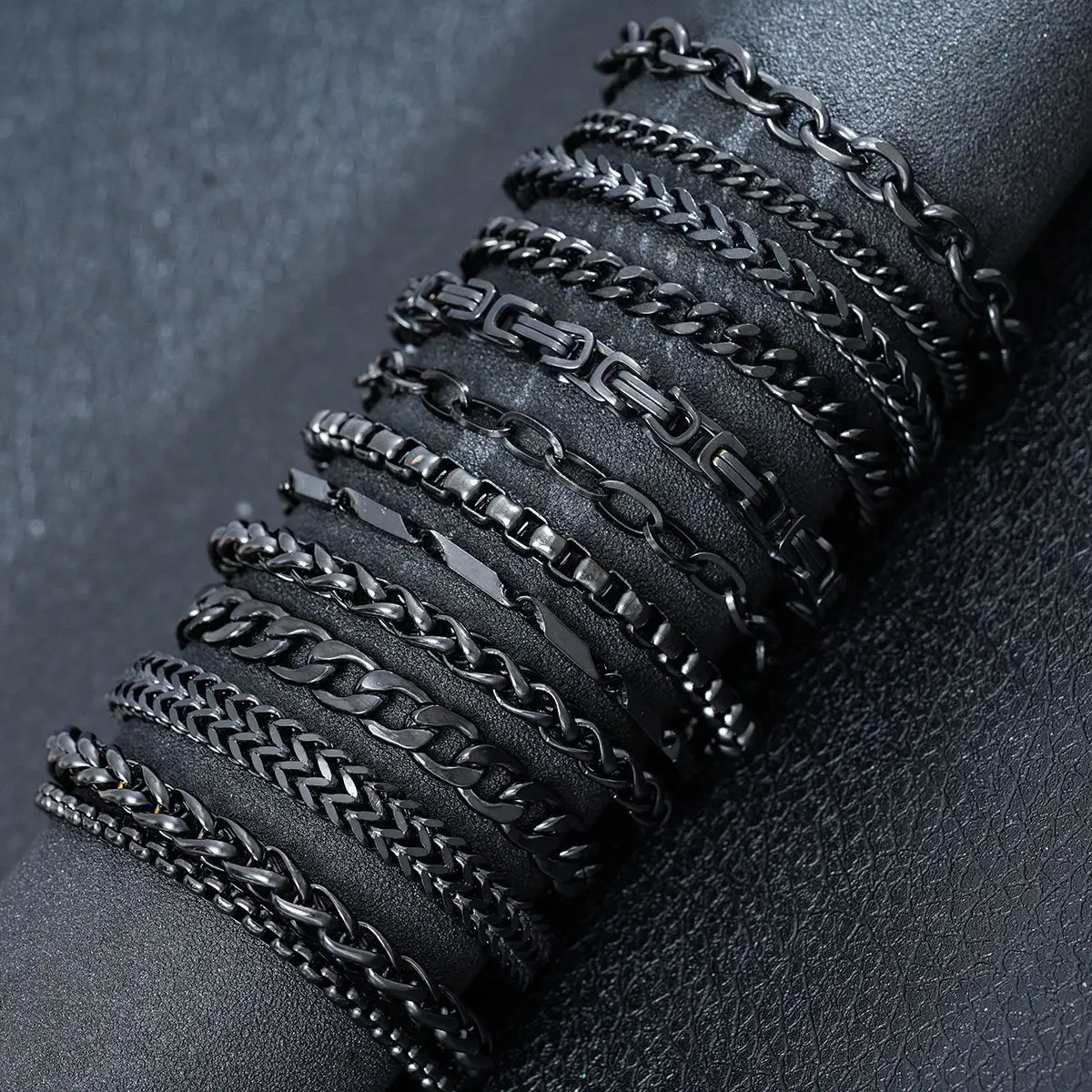 New Stylish Black Metal Chain Bracelets for Men Women Multiple Designs Punk Gothic 316L Stainless steel Jewelry Gift