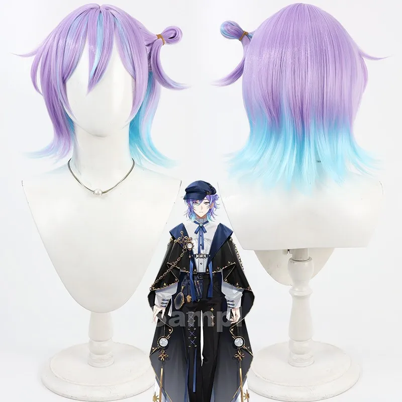 

Vtuber Hoshimichi Akira Cosplay Wig Short Heat Resistant Synthetic Hair Halloween Party Role Play + Wig Cap