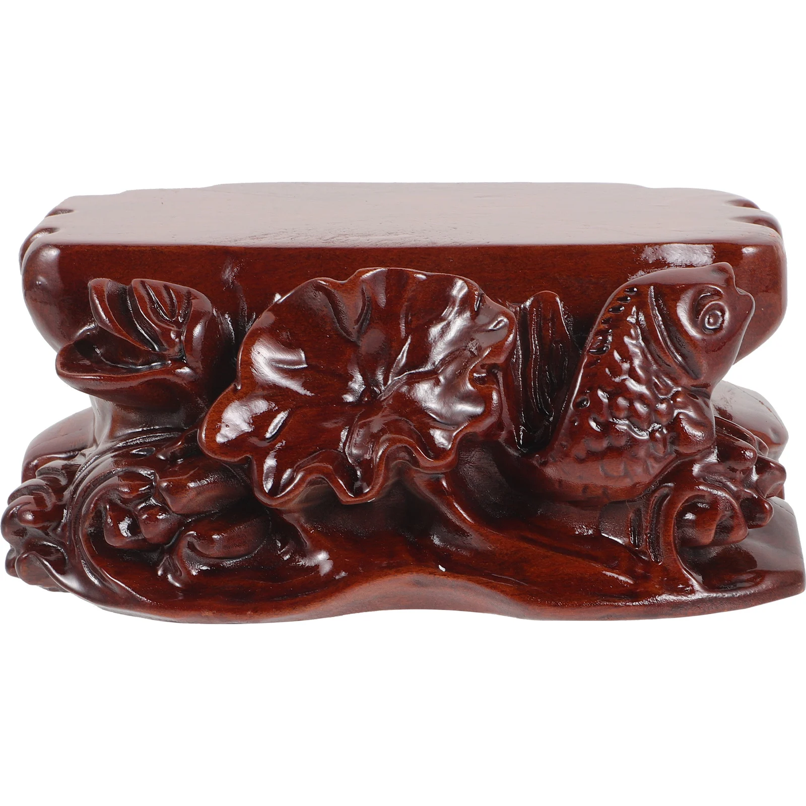 

Solid Wood Buddha Statue Flower Pot Stand Small Carved Wooden Pedestal Base for Decor Kitchen Counter Vase Centerpiece Stone Art