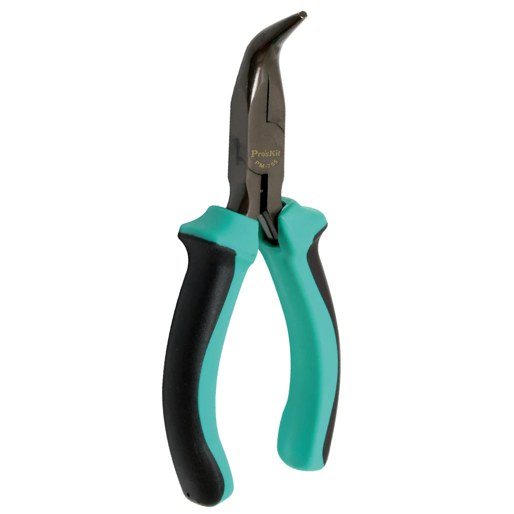 Pro'sKit PM-755 5-Zoll Zweifarbige Rutschfeste, Verschleißfeste Mini-Gebogene Spitzzange, Schneidzange, Drahtschneider, Handwerkzeug – Detail 4
