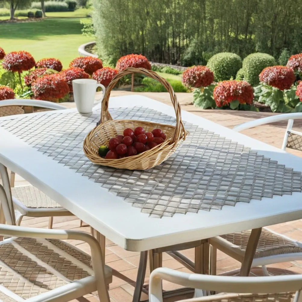 Woven Rattan Picnic Basket Large Capacity Carry Handle Basket for Vegetable Fruit Flower Storage Picnic Outdoor Activities