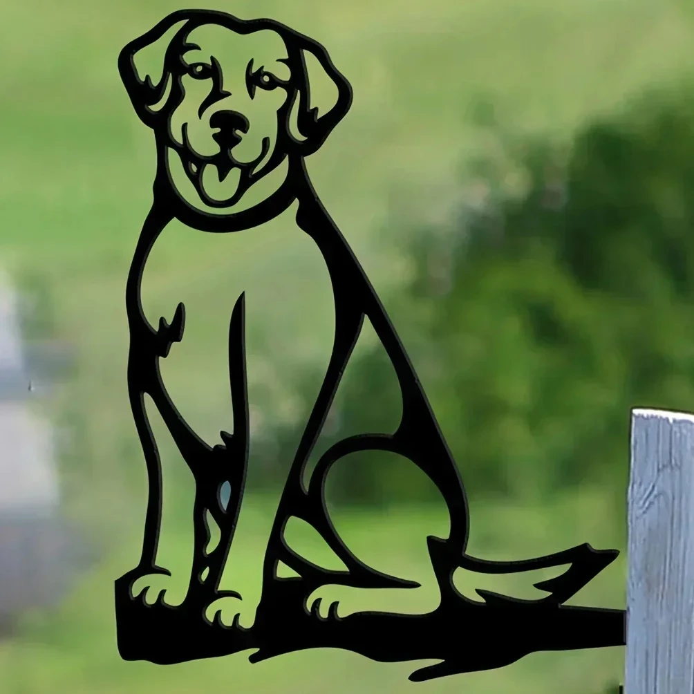 

Black Metal Labrador Silhouette Puppy Dog Sign Cutout Rustic Outdoor Home & Garden Decor Housewarming Gift For Dog Lovers