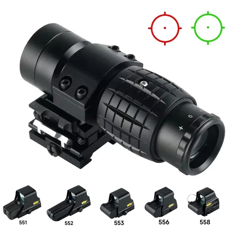 551 552 553 556 558 Holographic Collimator RedGreen Dot 3X Magnifier Quick Detachable Hunting Tactical Riflescope for Outdoor