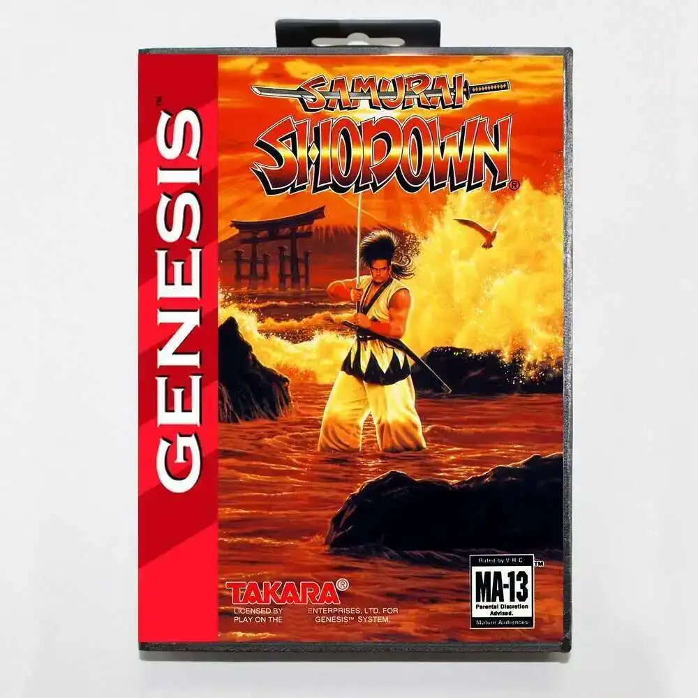 Игровой картридж Samurai Shodown MD с коробкой из США для 16-битной системы Sega Megadrive Genesis