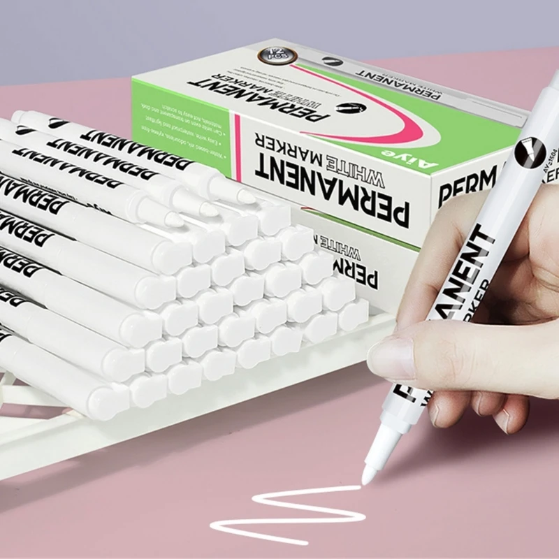 Белый постоянный маркер 0,2 мм наконечник быстро сухой водостойкий для бумажной кожи K1KF