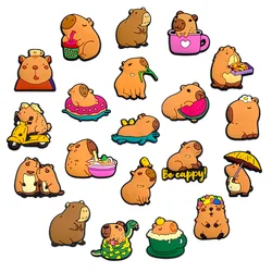 Capivara animal relaxar engraçado dos desenhos animados bonito sapato encantos para tamancos sandálias decoração sapato fivela para amigos presentes