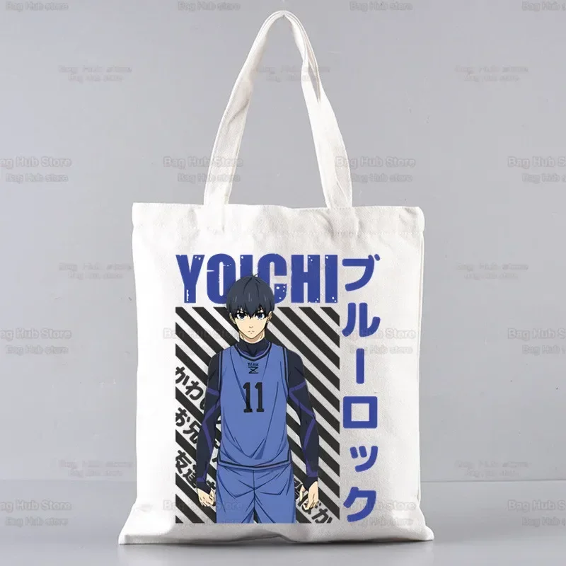 Blue Lock Isagi Yoichi Anime Canvas Shoulder Bag Canvas Tote Eco Shopping Bag Canvas Tote Bag Casual HandBag Daily Use