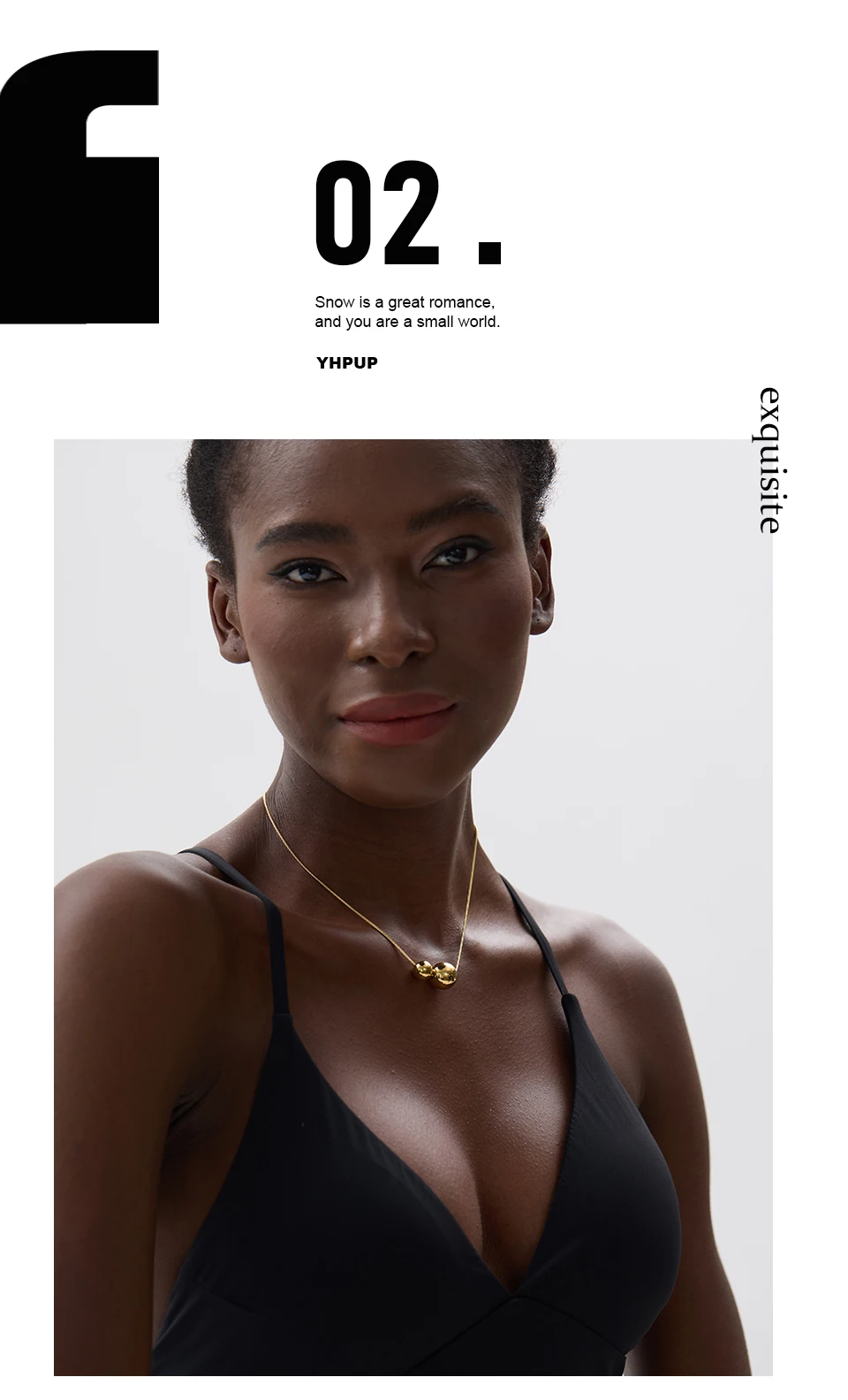 Yhpup Halskette mit rundem Kugelperlen-Anhänger aus Edelstahl, modisch, wasserdicht, Metall, täglich, goldfarben, trendiger Schmuck für Frauen, Geschenk – Detail 5