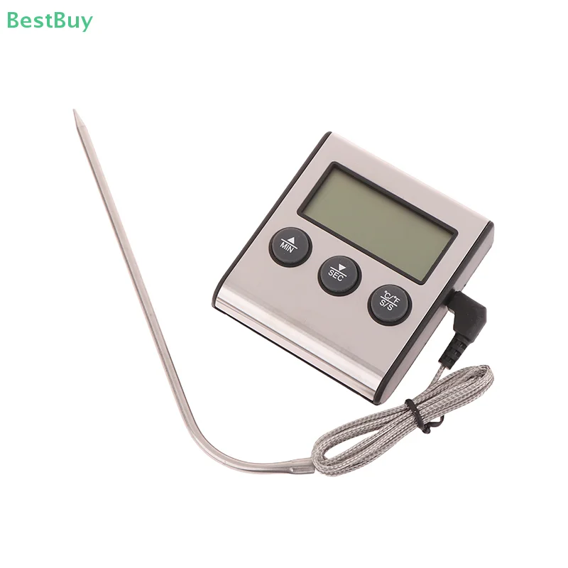 Kitchen Digital Cooking Thermometer Meat Food Temperature For Oven BBQ Grill Timer Function With Probe Heat Meter For Cooking