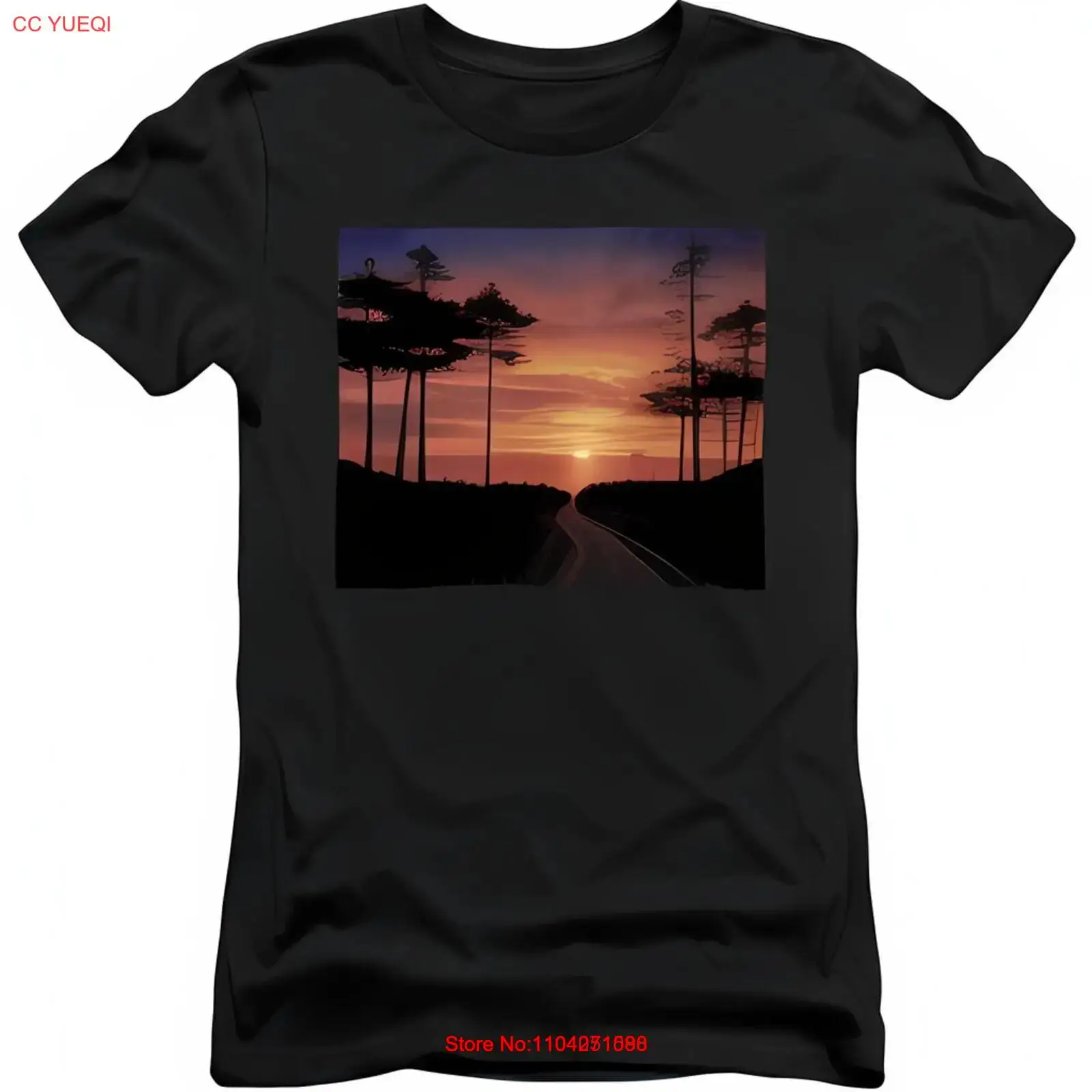 Men's Black Seaside scenery with palm trees T-Shirt