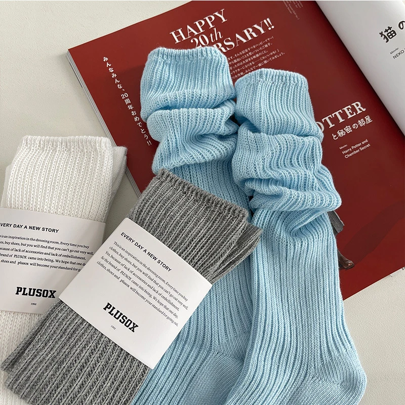 

1Pair Women Long Socks Women Boot Solid Wool Thigh Stocking Skinny Casual Cotton Over Knee-High Female Long Knee Sock