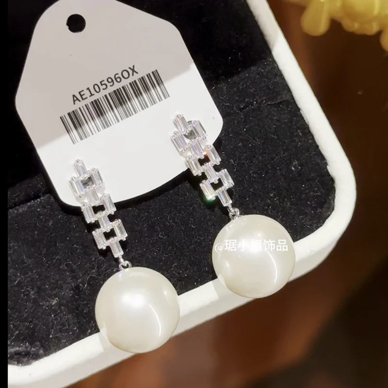 

White Pearl Drop Earrings For Women 925 Silver Needle Luxury Stud Dangle Earring Party Accessories Fine Jewelry