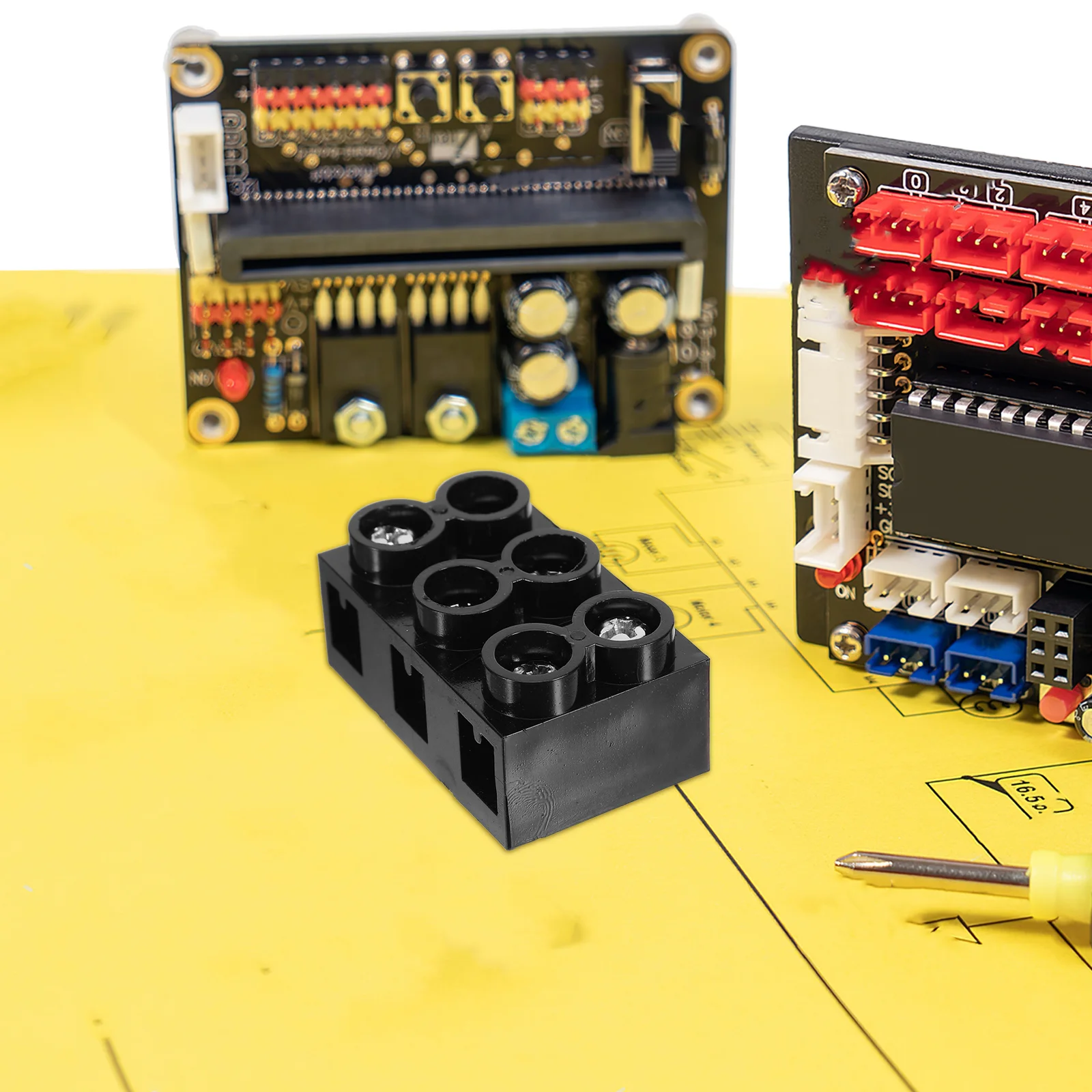 

3 Position Dual Row Screw Terminal Block High Current Electrical Connector Flame Retardant Insulation For Industrial