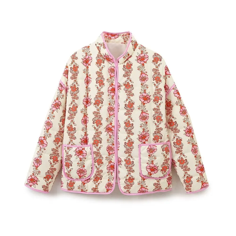 BWQ Autumn Women's Clothing European And American Style Fashion Simple And Versatile Casual Multi-Color Printed Cotton Jacket