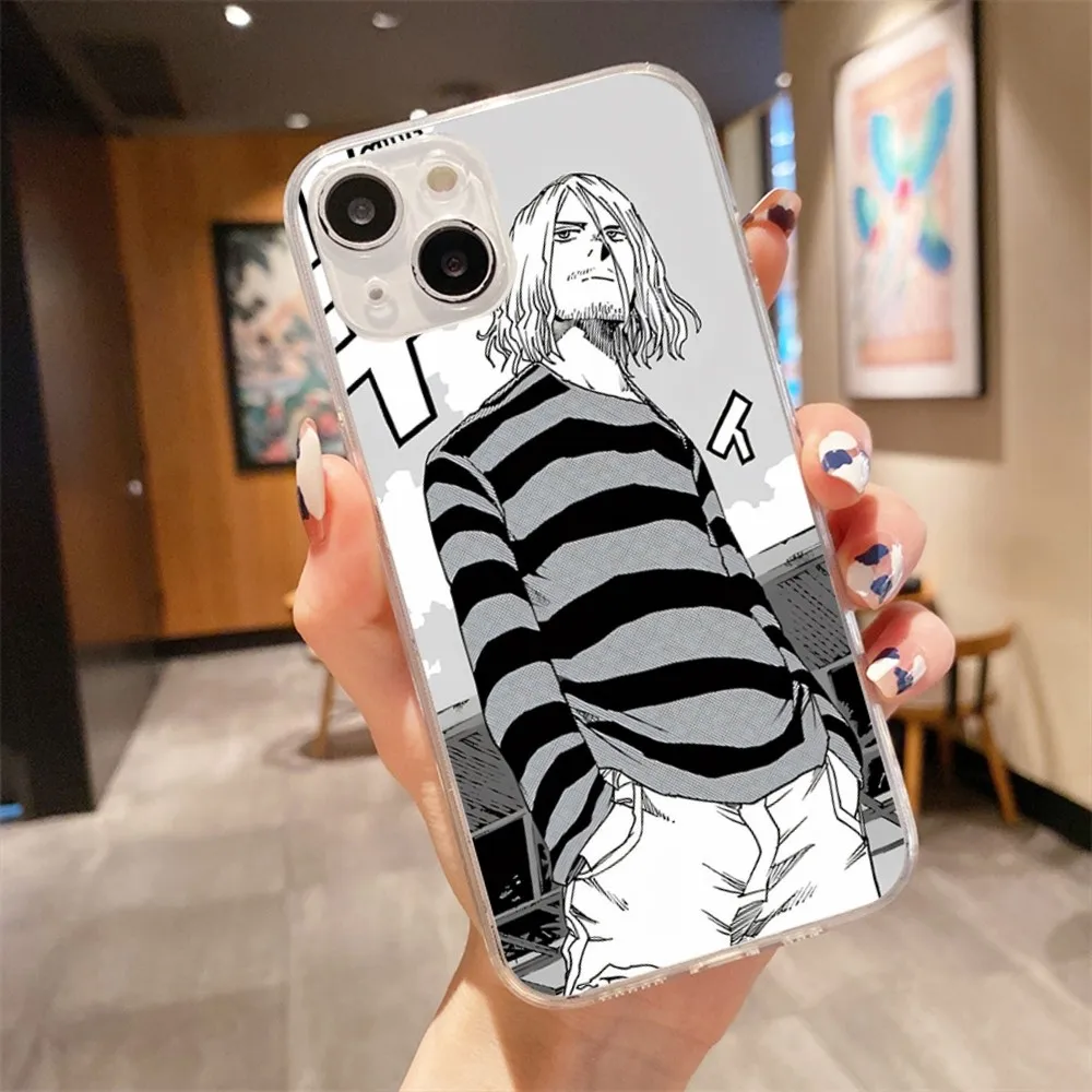 Retro Singer Kurt Cobain Phone Case For Iphone 15 11 13 14 Pro Max 7 8 Plus X Xr Xs Max Se2020 12mini Transparent Cover